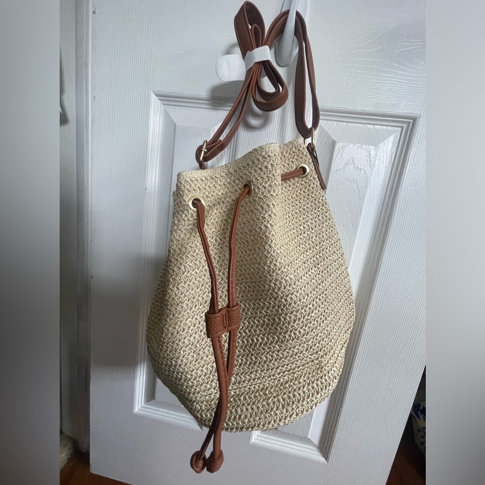 Montce Cream and Brown Crossbody Bag